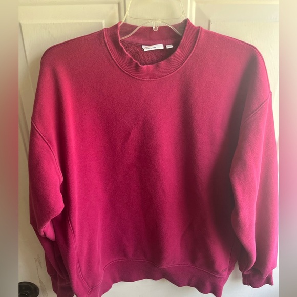 Aritzia TNA Womens Sweatfleece Terry Fleece Boyfriend Fit‎ Fuschia Crew Neck SM - Picture 1 of 7